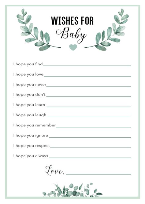 February Baby Showers, Wishes For Baby Boy, Free Baby Shower Games, Baby Shower Party Games, Baby Shower Wishes, Wishes For Baby Cards, Baby Printables, Free Baby Shower, Baby Gender Reveal Party