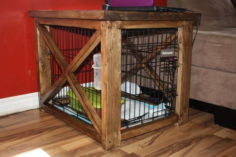 Dog Kennel Furniture - Foter Building A Dog Kennel, Corkboard Ideas, Dog Crate End Table, Dog Crate Table, Crate End Tables, Nails Tools, Diy Dog Crate, Dog Kennel Cover, Wooden Dog Kennels