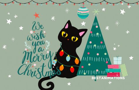 Merry Christmas Kitty Greetings Christmas Gifs Animated, Merry Christmas Pics, Merry Christmas Minions, Christmas Animated Gif, Christmas Tree Gif, Cat Animation, Christmas Animation, Merry Christmas Cat, Christmas Kitty