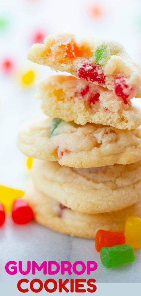 Old-Fashioned Gumdrop Cookies | The Kitchen Magpie Gum Drop Cake Recipe, Gum Drop Cookies Recipe, Gum Drops Recipe, Gumdrop Cookies Recipes, Gumdrop Cookies Christmas, Gum Drop Cookies Christmas, Holiday Drop Cookies, Grinch Baking, Gum Drop Cookies