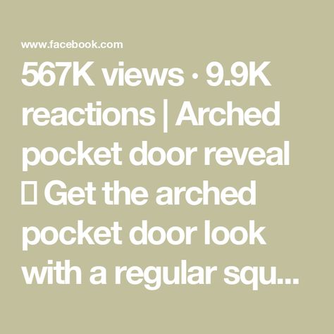 567K views · 9.9K reactions | Arched pocket door reveal ✨ Get the arched pocket door look with a regular square door (and at a fraction of the cost)! I replaced our existing pocket door with this beautiful wooden door from @simpsondoorco. And once it’s placed in an arched opening, bam… arched door look achieved!!! | Hamilton Park Home | Carlos Campos · Param-Pam-Pam Arched Pocket Door, Arched Opening, Arched Doors, Pocket Door, Park Homes, Pocket Doors, House Hunting, Wooden Doors, Square