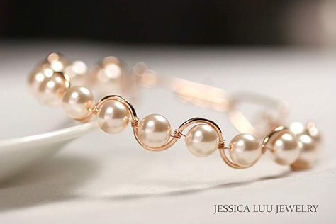 Rose Gold Ivory Pearl Bracelet Creamrose Swarovski Pearls Wire Wrapped Bracelet and Earrings Set Gold Jewelry Bridal, Pearl Bangles Gold, Bridal Pearl Bracelet, Swarovski Pearls Bracelet, Bridal Bracelet Pearl, Pearl Bangle Bracelet, Gold Pearl Bracelet, Pearl Bracelet Gold, Jewelry Rose Gold