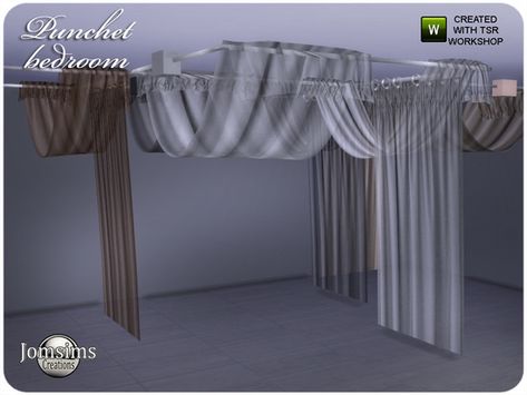 punchet misc deco canopy bed. the sims touche when he seat on foot Found in TSR Category 'Sims 4 Miscellaneous Decor' Canopy Over Bed, Canopy Garden, Canopy Ideas, Sims 4 Beds, Hotel Canopy, Canopy Bed Curtains, Canopy Architecture, Canopy Curtains, Canopy Bedroom