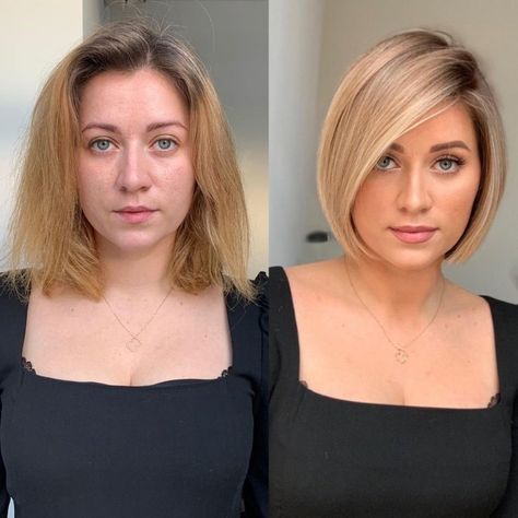 Cute Accurate Rounded Bob Fine Hair Bob Round Faces, Chin Bob Haircut, One Length Haircuts, Textured Haircut, Oval Face Haircuts, Oval Face Hairstyles, Chin Length Hair, Oval Face, Light Blonde