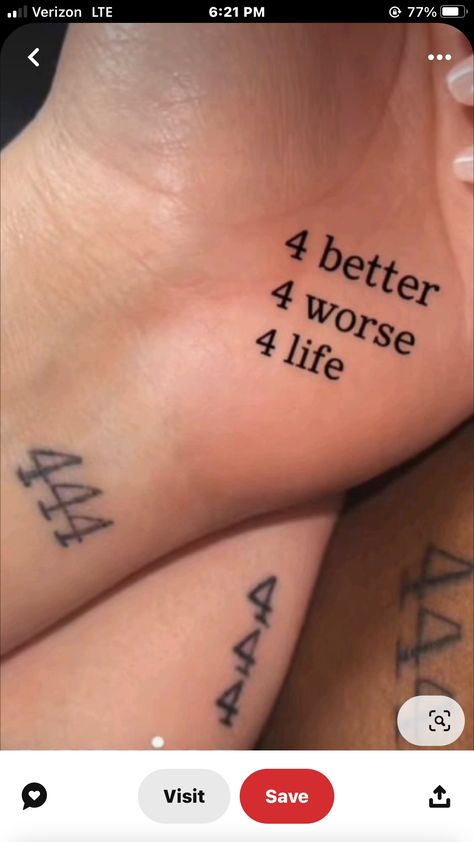 Unbreakable Tattoo, Couple Tattoo Quotes, Anniversary Tattoo, 444 Tattoo, Wife Tattoo, Good Tattoo Quotes, Diy Anniversary Gift, Diy Anniversary, Dream Tattoos