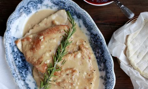 Turkey Cutlets in a Brie Cream Sauce - Dish It Girl Recipe Box Brie Cream Sauce, Turkey Cutlets, Marsala Wine, Recipe Girl, Recipe Notes, Fresh Rosemary, Cream Sauce, Shallots, It Girl