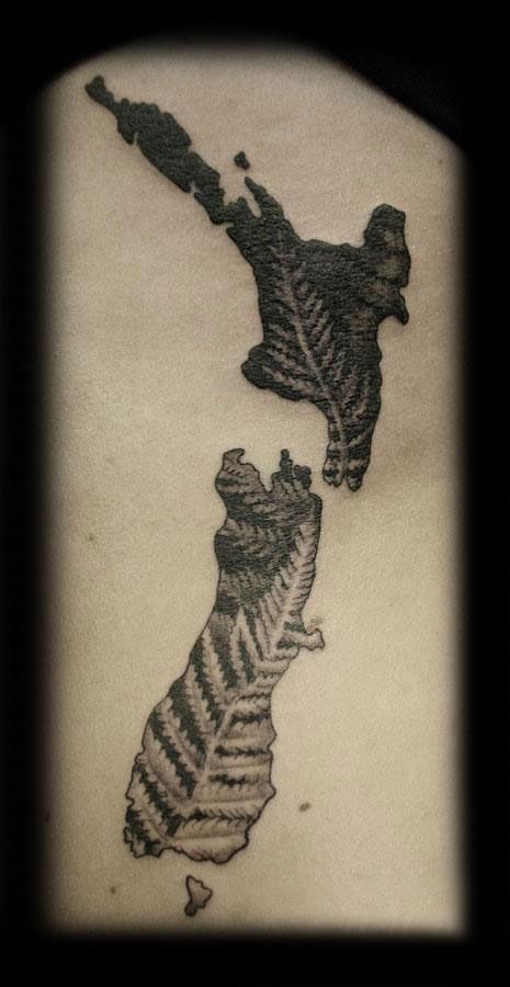 Tattoo Gallery -  Browse  the latest tattoo ideas  #TattooGallery #TattooImages New Zealand Map, New Zealand Tattoo, Cage Tattoos, Fern Tattoo, Full Tattoo, Key Tattoos, Ribcage Tattoo, Map Tattoos, Maori Designs