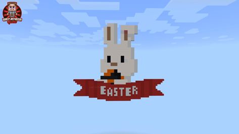 How To Make A Bunny Banner In Minecraft, Rabbit Cage Minecraft, Rabbit Minecraft Build, Bunny Minecraft, Easter Minecraft Builds, Minecraft Easter, Minecraft Easter Eggs, Easter Egg Pixel Art, Easter Event