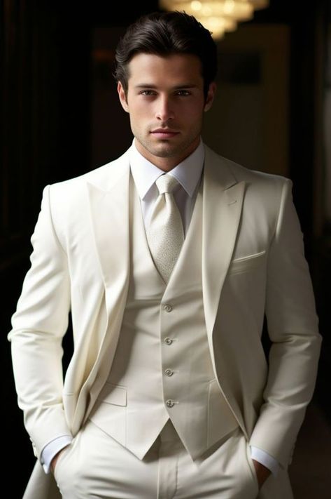 Pure Elegance Best Groom Suits, Mens White Suit, Alaskan Wedding, Wedding Gown Trends, Suit For Men Wedding, White Wedding Suit, Groomsmen Tuxedos, Wedding Tux, Wedding Color Pallet