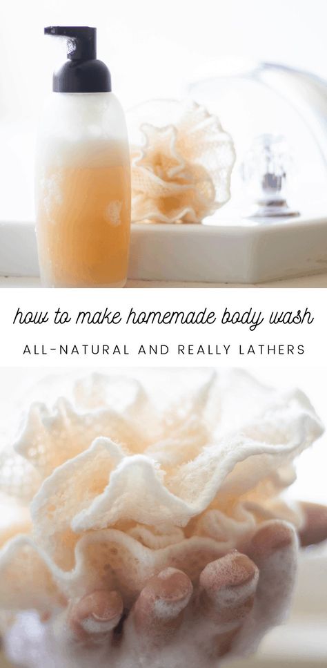 Body Wash Recipe, Diy Body Wash, Homemade Body Wash, Diy Face Wash, 4 Ingredient Recipes, Sugar Scrub Homemade, Natural Body Wash, Diy Body Care, Homemade Soap Recipes