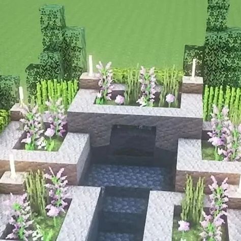 Flower Bed Minecraft, Minecraft Flower Garden Design, Minecraft Flower Bed, Minecraft Hot Springs, Minecraft Flower Garden, Minecraft Building Designs, Minecraft Bedding, Minecraft Garden, Cool Minecraft Creations