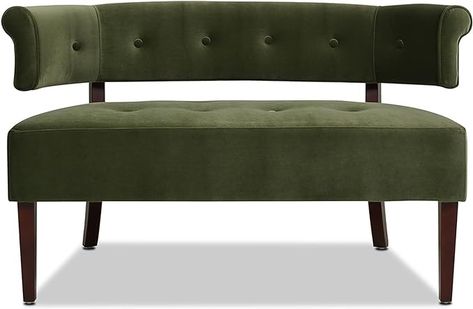 Amazon.com: Jennifer Taylor Home Celia Roll Arm Tufted Bench Settee, Olive Green Performance Velvet : Home & Kitchen Classic American Home, Jennifer Taylor, Tufted Bench, Banquette Seating, Dining Nook, Entryway Furniture, Settee, Retro Modern, Banquette