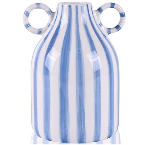 PRICES MAY VARY. Striking Blue and White Design: This ceramic vase with its luxurious Blue and White color scheme makes a bold statement piece. With a wide mouth vase design, it's perfect for holding an array of floral arrangements, from pampas grass to delicate blooms, enhancing your dining table vase display or serving as a stunning centerpiece in a foyer. Versatile Jug Vase: The unique jug vase shape, complete with a convenient handle, allows for easy relocation. Whether you're setting a roma Fake Flower Vases, Coastal Boho Home Decor, Elegant Eclectic Decor, Floral Ceramic Mug, College Apartment Decor Living Room Fun, Ceramic Flower Vases, Blue Room Accents, Blue And White Vases With Flowers, Blue Coastal Living Room