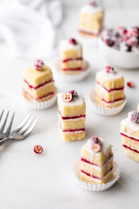 Petit Fours Recipe, Petit Four Recipes, High Tea Menu, Gluten Free Vanilla Cake, Vanilla Bean Frosting, Vegan Frosting, Vanilla Bean Cakes, Mini Torte, Little Designs