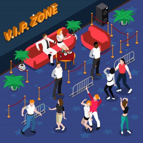 Celebrities in nightclub isometric illus... | Free Vector #Freepik #freevector #food #music #party #star Couple Dance, Luxury Brand Logo, Glowing Background, Illustration People, Vip Card, Nightclub Party, Isometric Illustration, Red Sofa, Party Photography