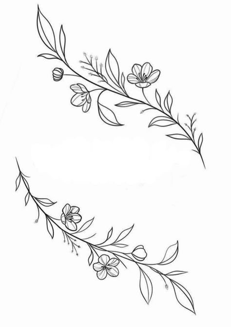 Flowers On A Vine Tattoo, Flowers On Vines Tattoo, Vine Flower Tattoo, Vine Tattoos For Women, Floral Vine Tattoos, Flower Vine Tattoo, Flower Vine Tattoos, Tattoo Outline Drawing, Vine Tattoos