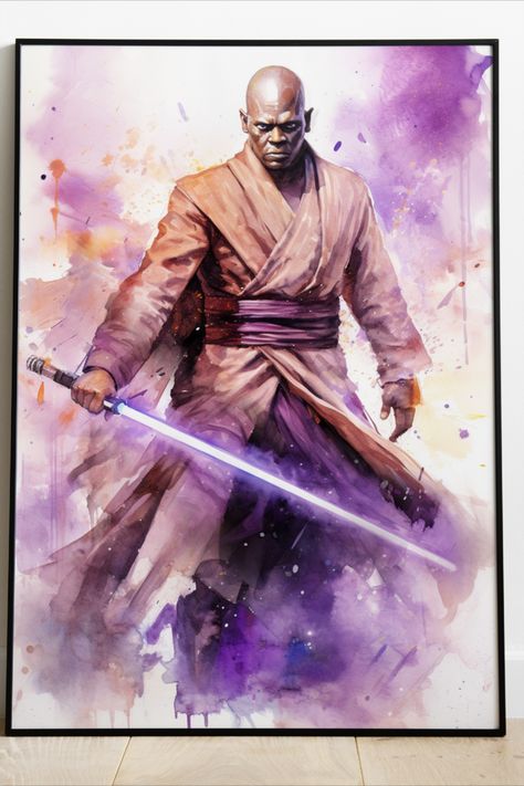 Mace Windu Wallpaper, Jedi Council, Star Wars Wall, Printable Painting, Mace Windu, Dog Thanksgiving, Dog Coloring Page, Wall Art Watercolor, Easter Coloring Pages