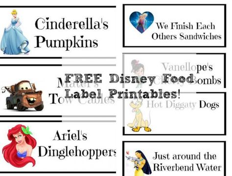 FREE Disney Food Label Printables! Princess Party Food Labels, Princess Themed Food, Disney Princess Party Food, Disney Party Foods, Disney Princess Food, Princess Birthday Party Food, Princess Party Printables, Labels Free Printable, Disney Printables Free