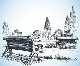 Park Sketch, Bench Drawing, Architecture Symbols, Perspective Drawing, Landscape Drawings, Environment Design, Sketch Drawing, Pen Art, Architecture Drawing