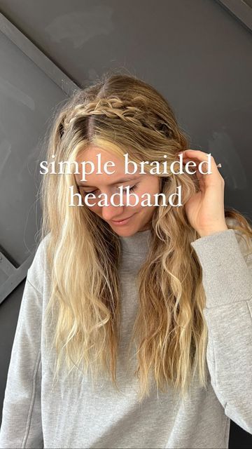 Head Band Braid With Curls, How To Headband Braid, Bread Headband Hair, Braided Headband Hairstyles, Plait Hairband Hairstyles, 2 Small Braids Hairstyles, Plait Headband Hairstyles, Braided Band Hairstyles, Braid Band Hairstyles