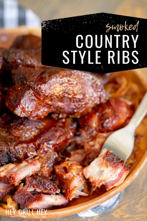 These Smoked Country Style Ribs are the perfect Sunday dinner when you're looking for something delicious and comforting to feed your family. The melt-in-your-mouth, rich pork ribs will knock your socks off with big smoky flavor. Smoked Country Style Ribs, Pit Boss Pellet Grill, Pellet Smoker Recipes, Hey Grill Hey, Traeger Grill Recipes, Smoked Recipes, Country Style Pork Ribs, Smoked Pork Ribs, Country Style Ribs