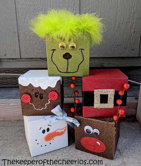 Diy Christmas Box, Christmas Boxes Decoration, Wood Presents, Christmas Wrapping Diy, Christmas Presents For Kids, Christmas Blocks, Christmas Wood Crafts, Themed Events, Easy Christmas Diy