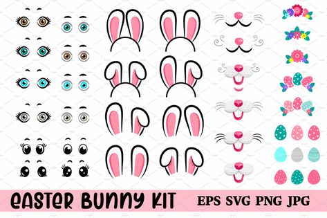 easter bunny kit svg,easter bunny creator,bunny face,easter bunny kit svg,bunny kit svg,bunny face svg,easter cut files,bunny svg bundle,bunny cut files Bunny Face Svg, Easter Bunny Svg, Bunny Face, Easter Printables, Bunny Svg, Craft Printing, Pretty Christmas, Halloween Digital, Easter Svg