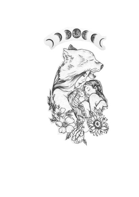 Wolf Mom Tattoo, Wolf Tattoos For Women, Motherhood Tattoos, Twin Tattoos, Wolf Tattoo Sleeve, Mom Tattoo Designs, Mommy Tattoos, Mother Tattoos, Tattoo For Son