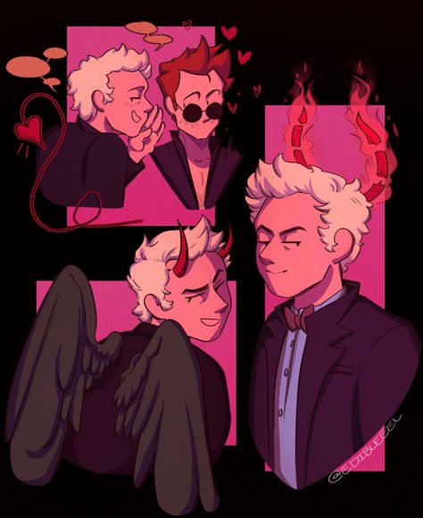 Artist/Tumblr: @ edin3el Demon Aziraphale, Harry Potter, Fan Art, Comics, Tumblr, Funny, Anime, Fictional Characters, Instagram