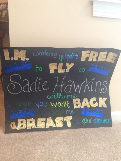 DIY Crafty- Sadie Hawkins Dance Ask Poster for Swimmer Sadie’s Poster Ideas, Prom Poster Ideas, Prom Poster, Sadie Hawkins Dance, Swim Quotes, Diy Poster, Sadie Hawkins, Poster Idea, Swimming Quotes