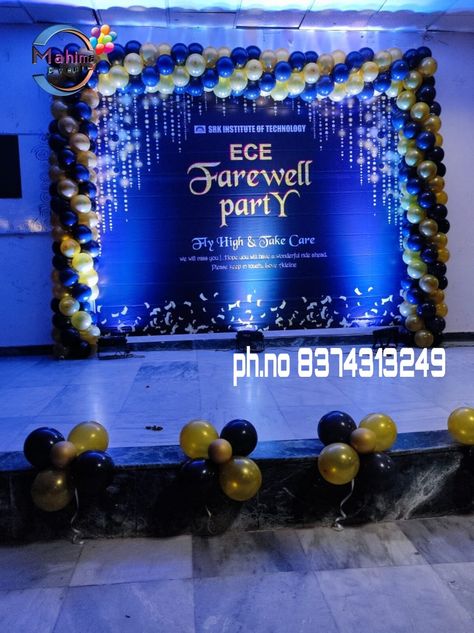 We do all type of balloon and flower decorations at reasonable prices ph no 8374313249,7660938321
.
#farewellparty #farewellpartydecor #fresherspartydecor #farewellpartyballoondecor Balloon Decorations For Farewell Party, Farewell Balloon Decoration, Theme For College Event, Stage Decorations For Freshers Party, Seminar Decoration Ideas, Gifts For Freshers Party, Theme For Freshers Party In College, Farewell Stage Decoration Ideas College, Decoration For Freshers Party