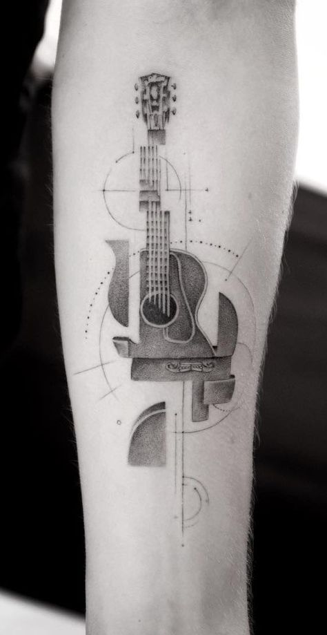 fragmented guitar tattoo © tattoo artist Balazs Bercsenyi 💕📌💕📌💕📌💕 Music Guitar Tattoo, Guitar Tattoos, Blatt Tattoos, Model Tattoos, Guitar Tattoo Design, Music Tattoo Sleeves, Tattoo Dotwork, Guitar Tattoo, Music Tattoo Designs