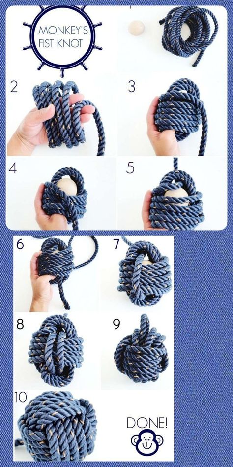 Monkey Fist Knot, Diy Dog Toys, Macrame Knots Pattern, Knots Diy, Diy Dollhouse Furniture Easy, Rope Crafts Diy, Rope Knots, Paracord Projects, Rope Crafts