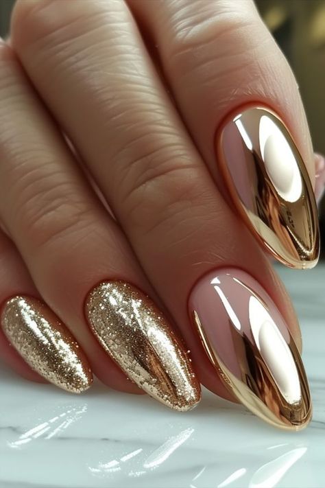 Gold Summer Nails: Top Designs for Rose, White, and More in 2024 Gold Summer Nails, Rose Gold Nails Design, Golden Nails, Gold Nail Designs, Rose Gold Nails, Sun Shining, White Nail Designs, Rose Nails, White Polish