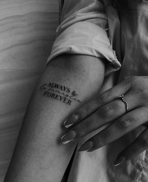 In Another Lifetime Tattoo, Forever And Ever Tattoo, Tvdu Tattoo Ideas, Always And Forever Tattoo The Originals, Always Forever Tattoo, Tvd Tattoos Ideas, Forever And Always Tattoos, Always Tattoos, Vampire Diaries Tattoo