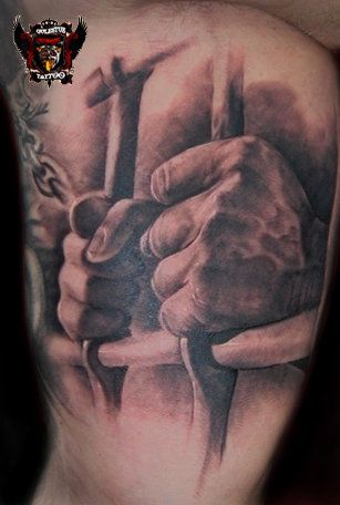 Jail Cell Tattoo, Prison Tower Tattoo, Jail Tattoos Prison, Prison Tattoos Drawings, Prison Art Behind Bars Drawings, Prison Style Tattoo Designs, Jail Bars Tattoo, Prison Tattoos Mexican, Prison Bars Tattoo