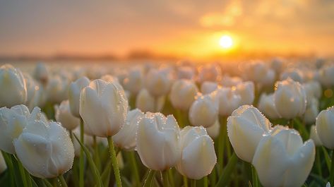 Free Sunrise Tulip Field Image | Download at StockCake Golden Sunrise, Tulip Field, Spring Shower, Tulip Fields, Clear Blue Sky, White Tulips, Water Droplets, Pink Tulips, Ipad Wallpaper