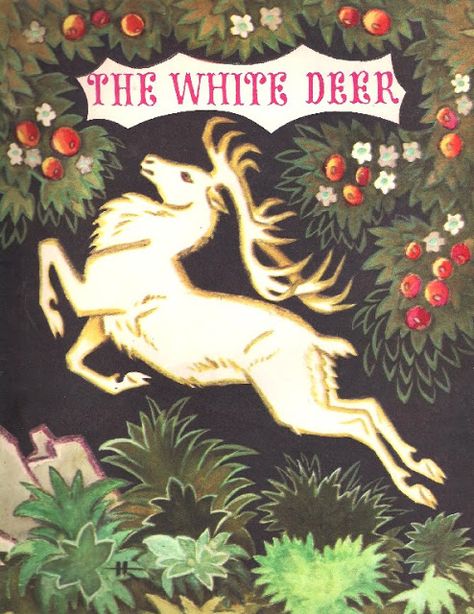 Nikolay Kochergin (illus.), 'The White Deer: A Latvian folk tale'. Publisher; Moscow; Progress Publishers, 1973 White Deer, Deer Art, Childrens Books Illustrations, Fairytale Illustration, Picture Story, Kids Story Books, Children's Literature, Folk Tales, Rick Riordan