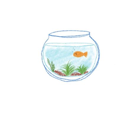 Fishbowl Sketch, Cute Music Icon, Fishbowl Drawing, Fish Aquarium Aesthetic, Fish Tank Drawing, Aquarium Drawing, Fish Doodle, Fish Icon, Cute Tiny Tattoos