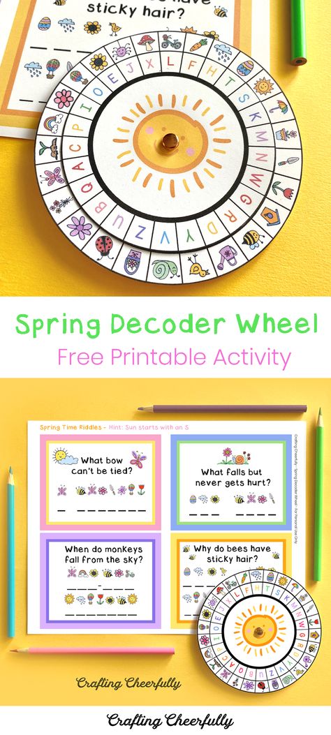 Try this fun free printable activity with your kids this spring! They'll use a spring decoder wheel to solve four spring-themed riddles! Easter Escape Room For Kids Free, Easter Escape Room Free, Decoder Wheel, Secret Decoder, Escape Box, Enrichment Projects, Spring Break Camping, Spring Challenge, Spring Activity