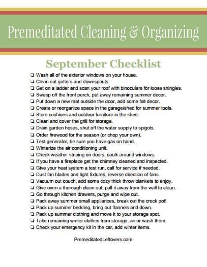 Printable Cleaning List for September Fall Cleaning List, January Checklist, Cleaning And Organizing, Fall Cleaning, Cleaning List, Printable Checklist, Household Cleaning Tips, Cleaning Checklist, Cleaning Schedule