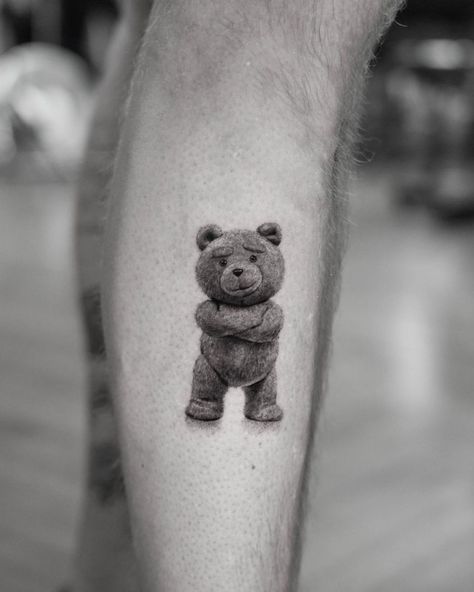 Amazing realism of Ben's miniature tattoos | iNKPPL Ted Tattoo Bear, Ted Tattoo, Sorry Tattoo, Miniature Tattoos, Earthy Tattoos, Bear Tattoo Designs, Famous Tattoo Artists, Marvel Tattoos, Bear Tattoos