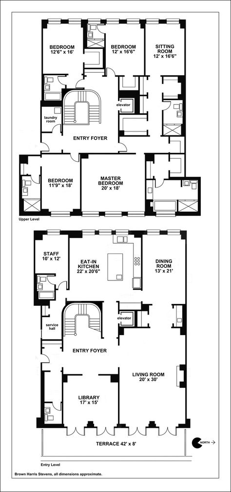 Shop With Apartment, 2 Story Apartment, Penthouse Floor Plan, Apartment House Plans, Hotel Floor, Central Park West, Apartment Floor Plan, Apartment Floor Plans, Luxury Penthouse