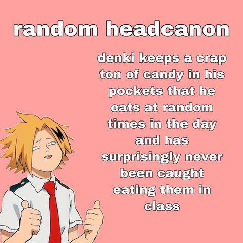 Denki Cosplay, Random Headcanons, Mha Redesigns, Mha Headcanons, Character Headcanons, Sleep Fast, Head Cannons, Human Pikachu, Denki Kaminari