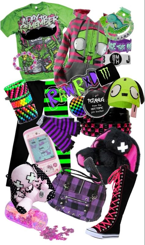 Emo Wardrobe, Scene Wardrobe, Pan Outfits, Invader Zim Gir Outfit, Scene Style Outfits 2000, Scene Winter Outfits, Scene Roblox Outfits, 2000s Scene Aesthetic Outfits, Rainbow Scene Outfit