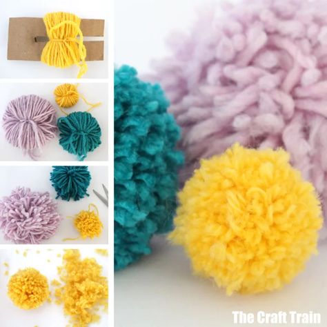 DIY cardboard pom pom maker - The Craft Train Large Pom Poms, Diy Pom Poms, Crafts For Teens To Make, Diy Storage Boxes, Fabric Storage Boxes, Diy Pom Pom, Pom Pom Maker, Decorative Storage Boxes, Diy Upcycling