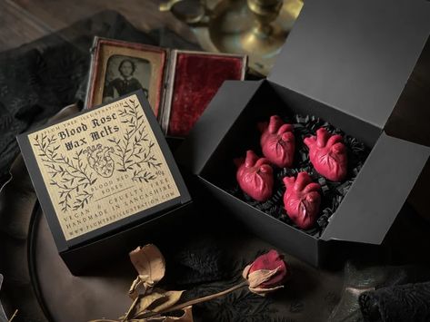 Blood Rose Soy Wax Melts Gothic Wax Melts Anatomical Heart - Etsy UK Candle Melts Packaging, Realistic Wax Melts, Witchy Wax Melts, Luxury Wax Melts, Goth Candles, Plant Spirit, All The Bright Places, Rose Scent, Heart Valentines