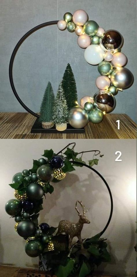 Christmas Hula Hoop Decoration, Hoop Decoration Ideas, Christmas Hula Hoop, Hula Hoop Decoration, Holiday Tablescape, Wood Centerpieces, Christmas Centerpieces Diy, Easy Christmas Decorations, Christmas Decorations Diy Outdoor