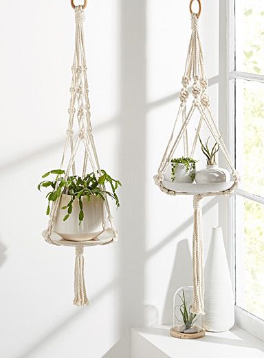 Set of 2 macramé plant hangers Hanger Decor, Asian Homes, Asian Home Decor, Photo Dimensions, Plant Hangers, Minimalist Furniture, Macrame Plant Hangers, Minimalist Interior Design, Minimalist Home Decor