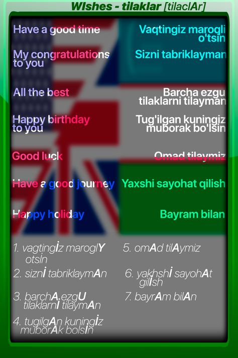 Some wishes phrases in the Uzbek language Uzbek Language, School Success, Success Tips, English Phrases, Quick Saves